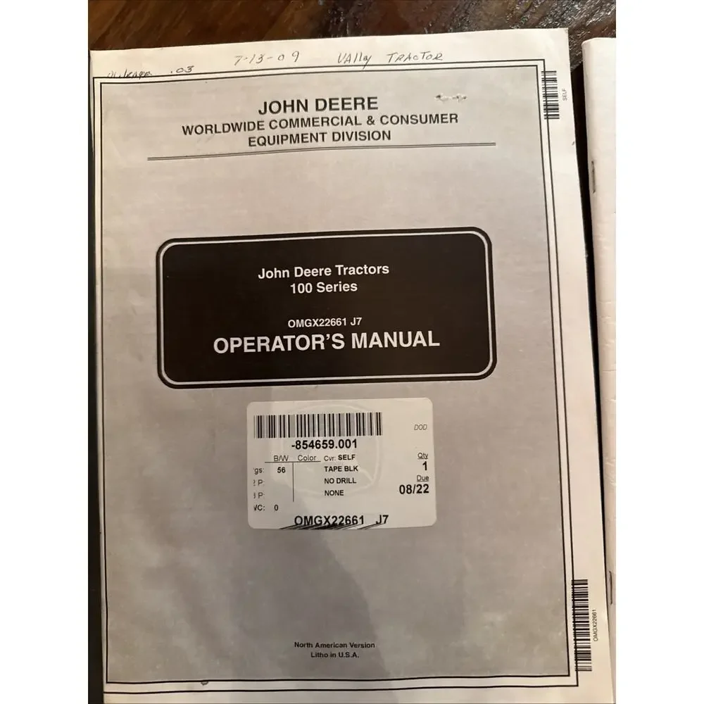 John Deere Lawn Tractor Manual Lot L100 L110 L120 L130 100 Series 2-Bag Bagger